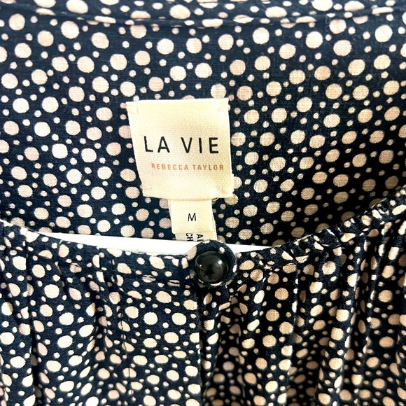 LA VIE Rebecca Taylor Black NOUVELLE DOT PRINT DRESS Boho Women’s dress size M - Picture 3 of 10